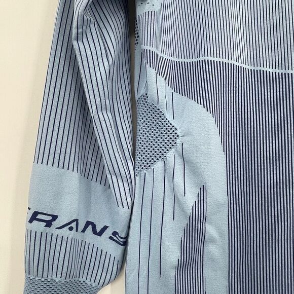 Iets Frans Blue Seamless Long Sleeve Ribbed Knit Bodycon Mini Dress Size Large - Picture 7 of 8